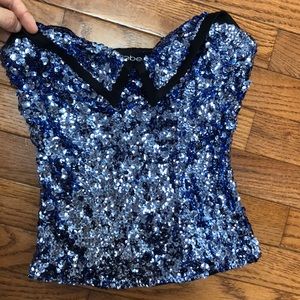 BEBE sequined tuxedo corset
